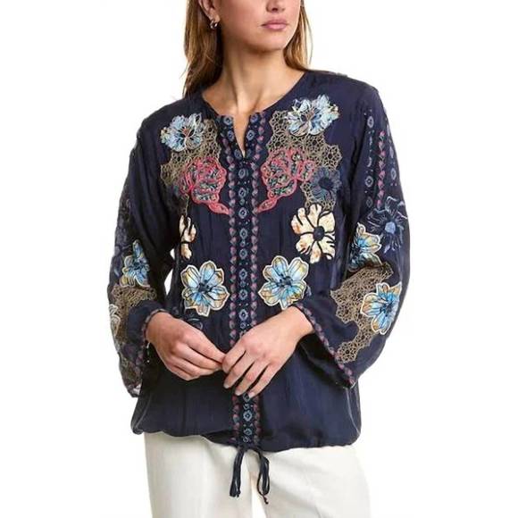 NEW JOHNNY WAS dianne blouse in blue night - Picture 1 of 2